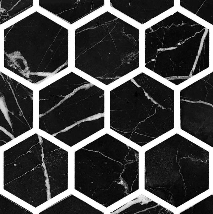 O0101 Marmor hexagon polerad svart