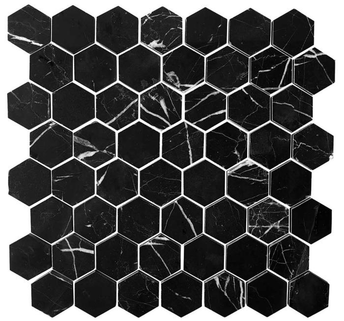 O0101 Marmor hexagon polerad svart