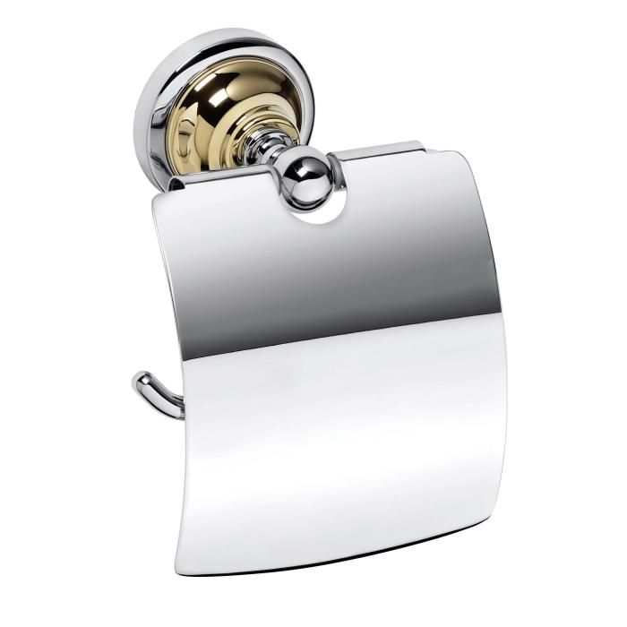 Toalettpappershållare CLASSIC KROM/GULD med Lock