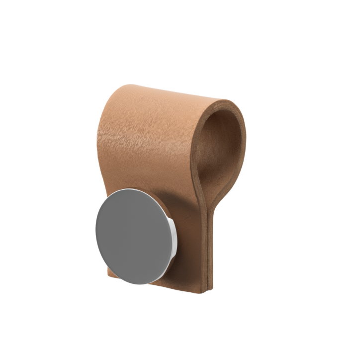 Handdukskrok i Läder/Krom till Handdukstork