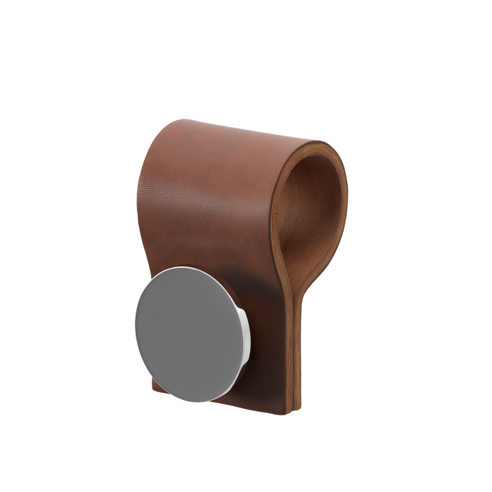 Handdukskrok i Läder/Krom till Handdukstork