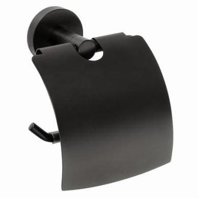 Toapappershållare med Lock Black Mattsvart