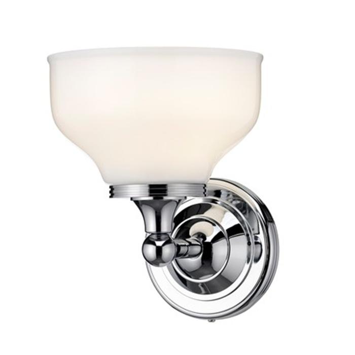 Vägglampa med Rundad Bas & Frostad Glaskupa