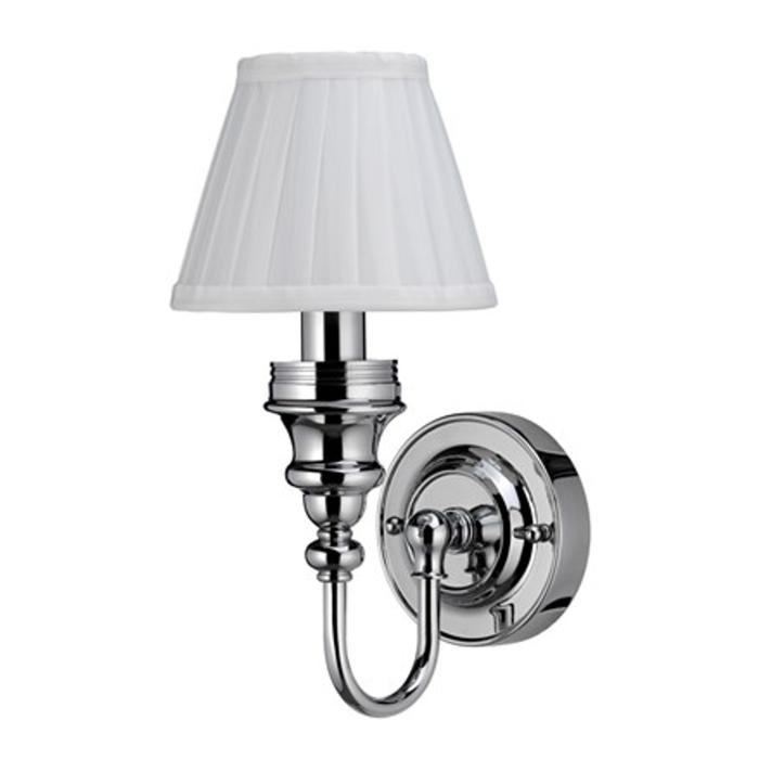 Vägglampa med Dekorativ Bas & Vit Finplisserad Lampskärm