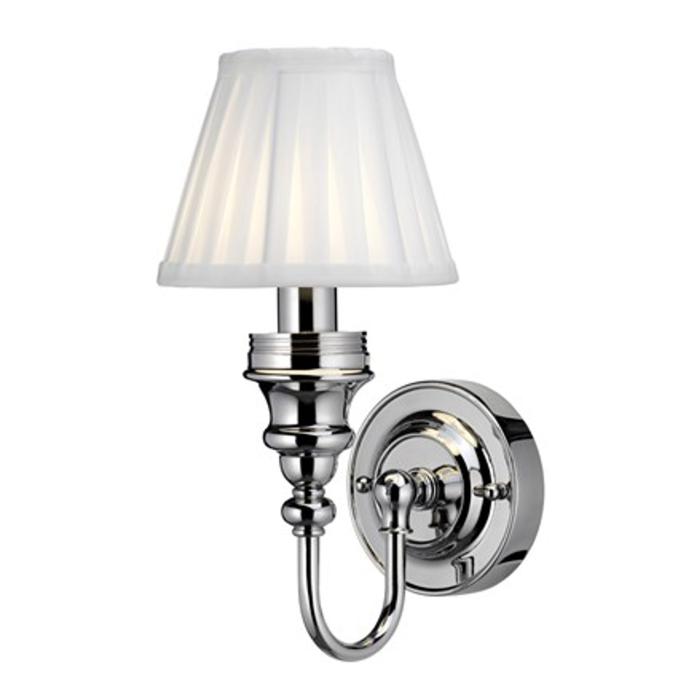 Vägglampa med Dekorativ Bas & Vit Finplisserad Lampskärm