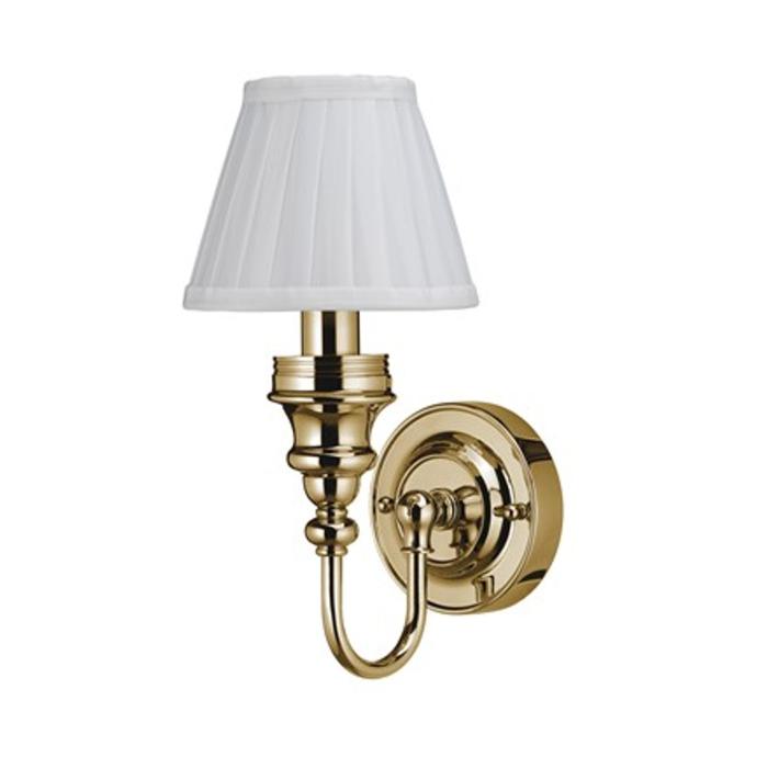 Vägglampa med Dekorativ Bas & Vit Finplisserad Lampskärm