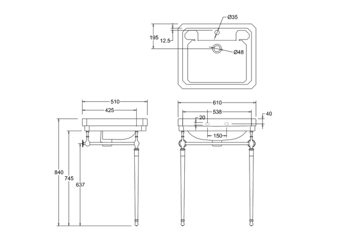 Tvättställ Victorian med Handfatsställ