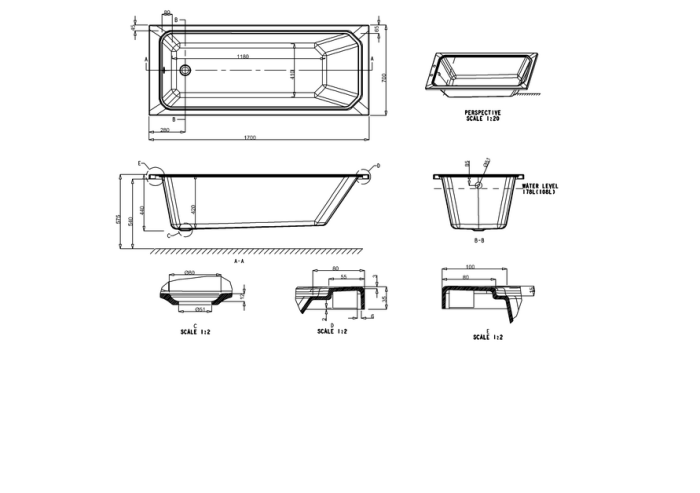 Arundel Cleargreen Badkar med Paneler, Enkel 170x75