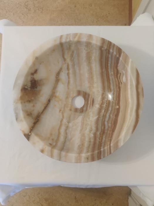 Tvättställ Hopium Rund Vit & Brun Ø40 cm, Höjd 14 cm