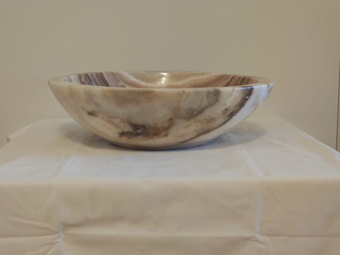 Tvättställ Hopium Rund Vit & Brun Ø40 cm, Höjd 14 cm