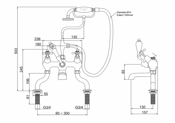 Badkarsblandare Claremont Krom