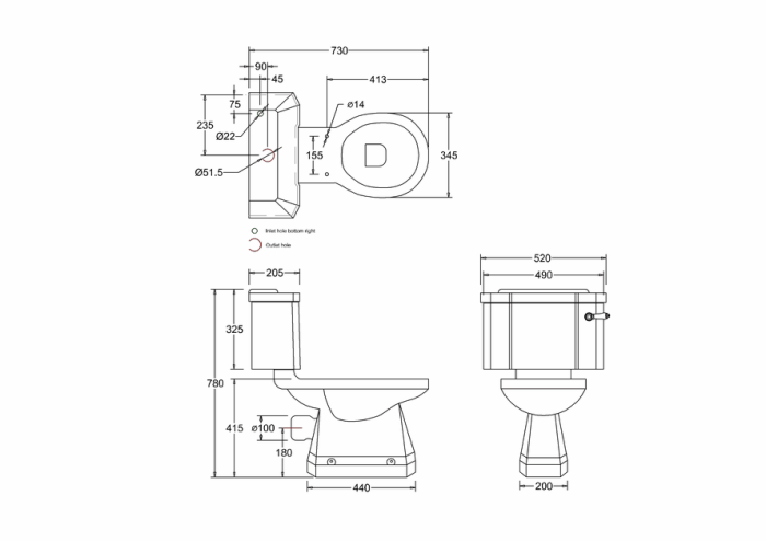 Toalett Standard med Mjukstängande sits, Standardcistern