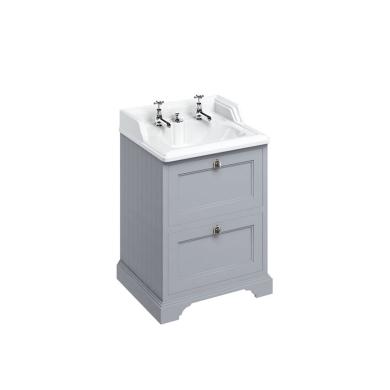 Kommod med Tv&auml;ttst&auml;ll 65 cm med 2 L&aring;dor 2-h&aring;ls & Integrerat Avlopp/Br&auml;ddavlopp