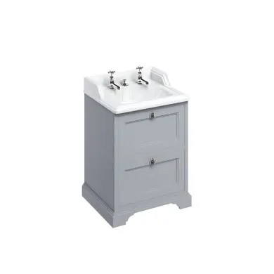 Kommod med Tv&auml;ttst&auml;ll 65 cm med 2 L&aring;dor 2-h&aring;ls & Integrerat Avlopp/Br&auml;ddavlopp