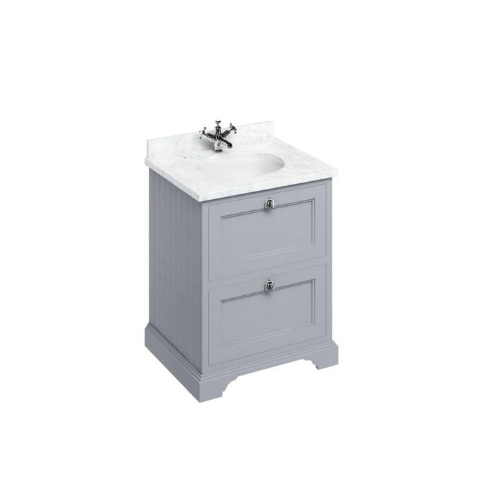 Kommod med Tvättställ 65 cm med 2 Lådor & Bänkskiva