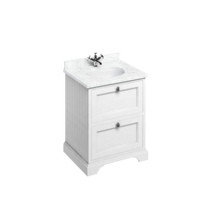 Kommod med Tvättställ 65 cm med 2 Lådor & Bänkskiva