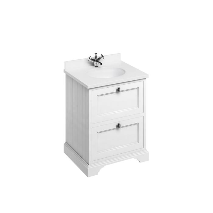 Kommod med Tvättställ 65 cm med 2 Lådor & Bänkskiva