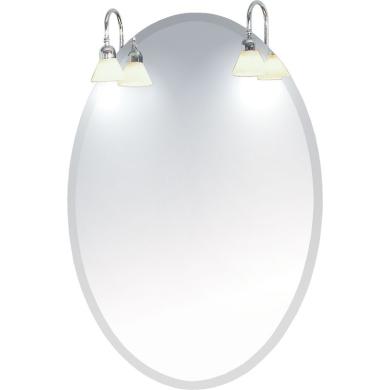 Spegel Sekel Oval 95x70 med Lampettf&auml;sten & Lampetter