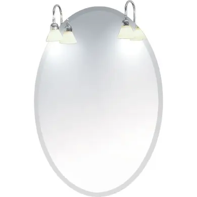 Spegel Sekel Oval 95x70 med Lampettf&auml;sten & Lampetter