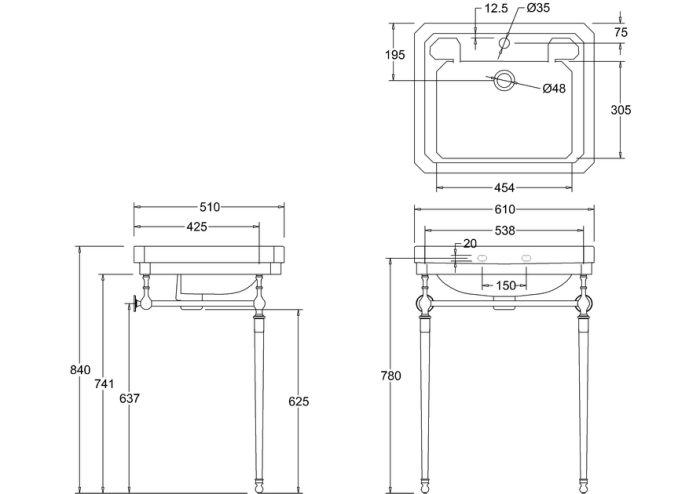 Ställning till Tvättställ Standard