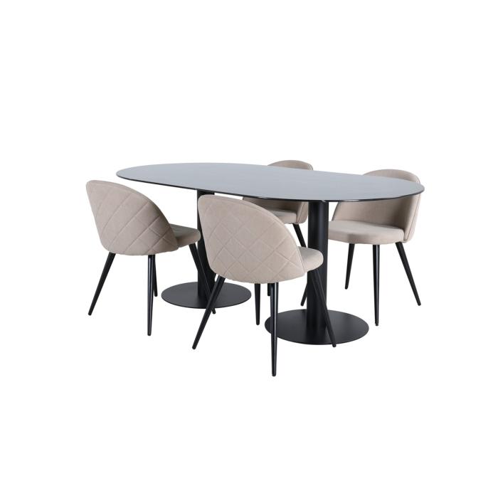 Oval Dining Set Pillan, Velvet