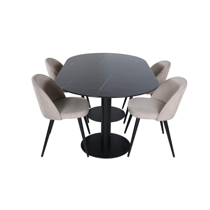 Oval Dining Set Pillan, Velvet