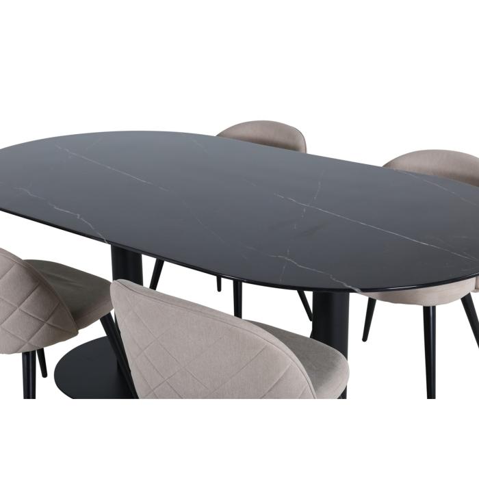 Oval Dining Set Pillan, Velvet