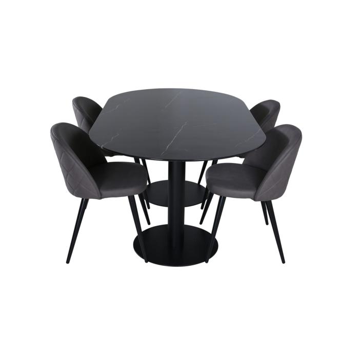 Oval Dining Set Pillan, Velvet