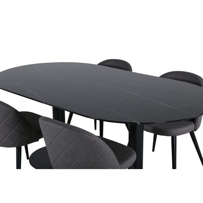 Oval Dining Set Pillan, Velvet