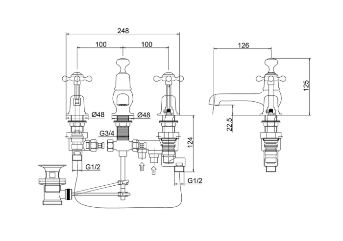 Tvättställsblandare Thermo Krom