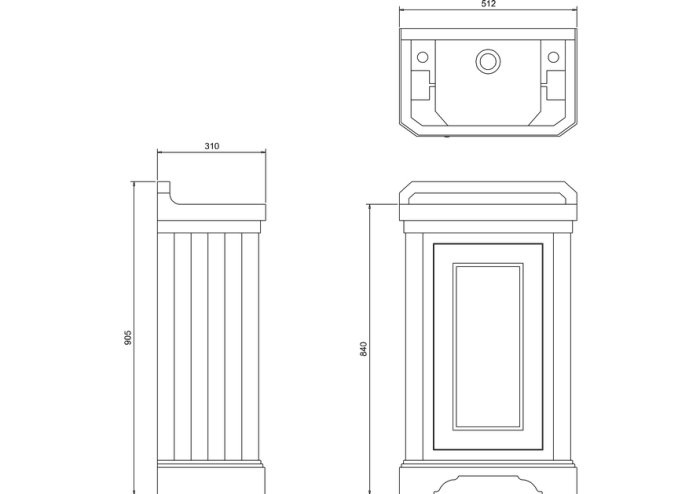 Kommod med Lucka 31cm Djup, exkl Tvättställ