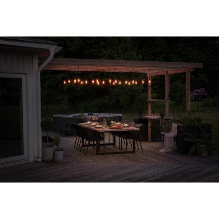 Ljusslinga Ute E27 10 Amber Utbytbara LED Svart kabel Dimmer