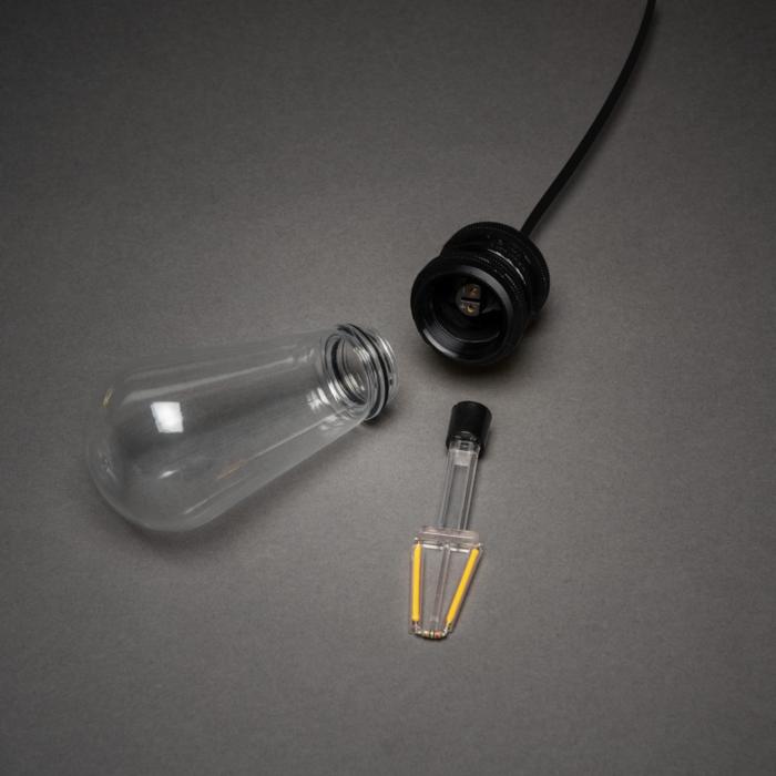 Ljusslinga Ute E27 10 Amber Utbytbara LED Svart kabel Dimmer