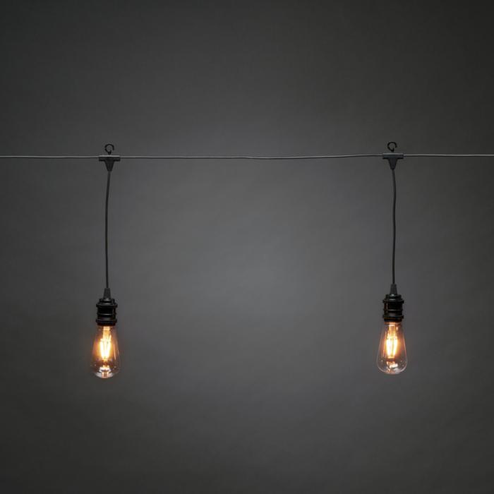 Ljusslinga Ute E27 10 Amber Utbytbara LED Svart kabel Dimmer