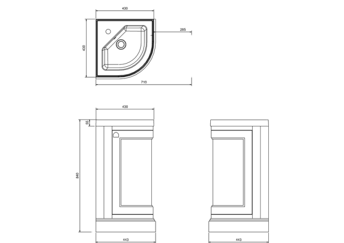 Kommod för Hörn, Rund med Lucka