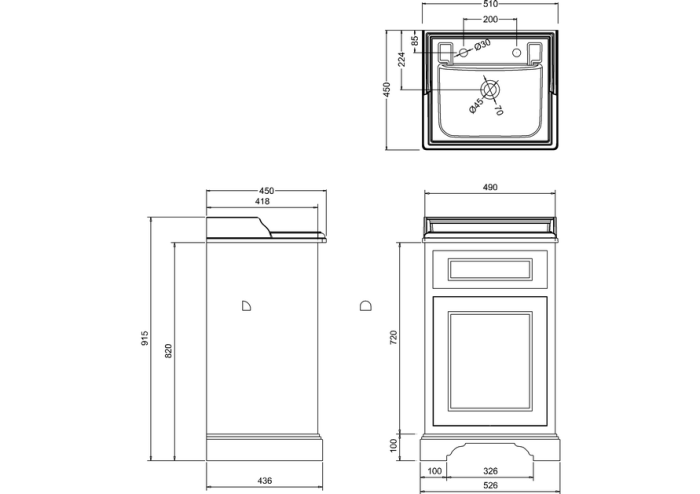 Kommod med Lucka 50cm