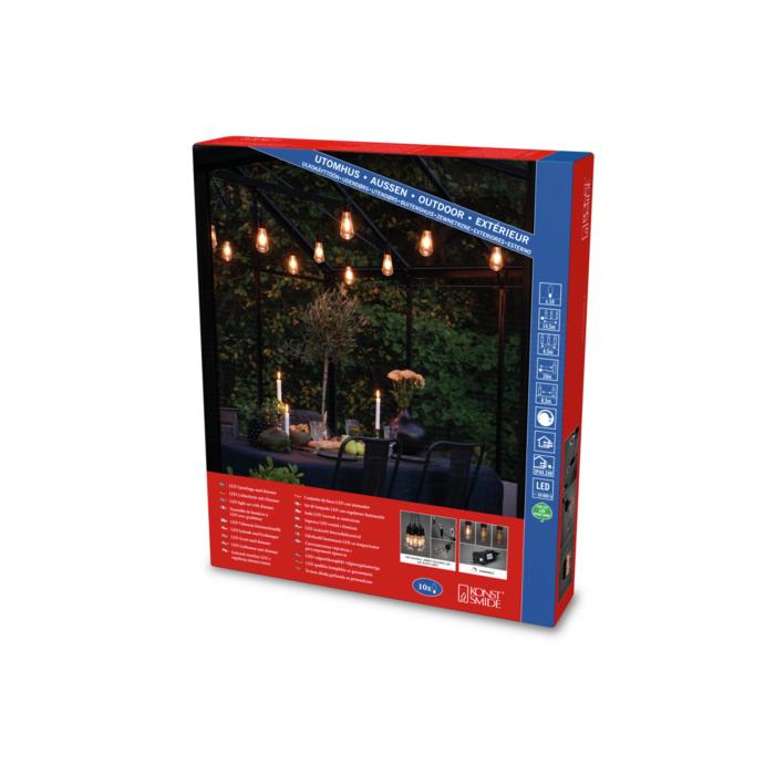 Ljusslinga Ute E27 10 Amber Utbytbara LED Svart kabel Dimmer