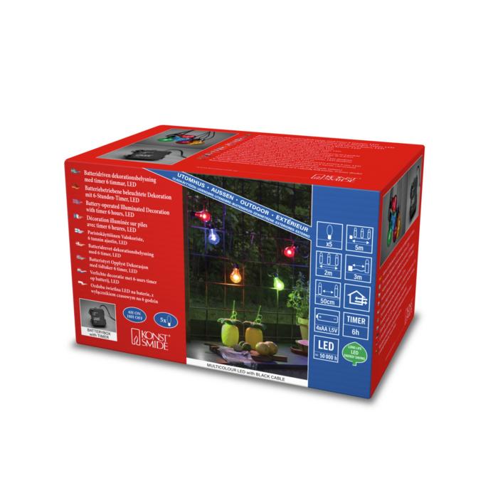 Ljusslinga Ute E27 5 LED Svart kabel Timer 6h