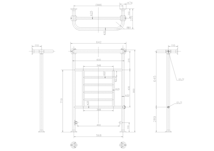 Handdukstork Vincet-radiator Krom