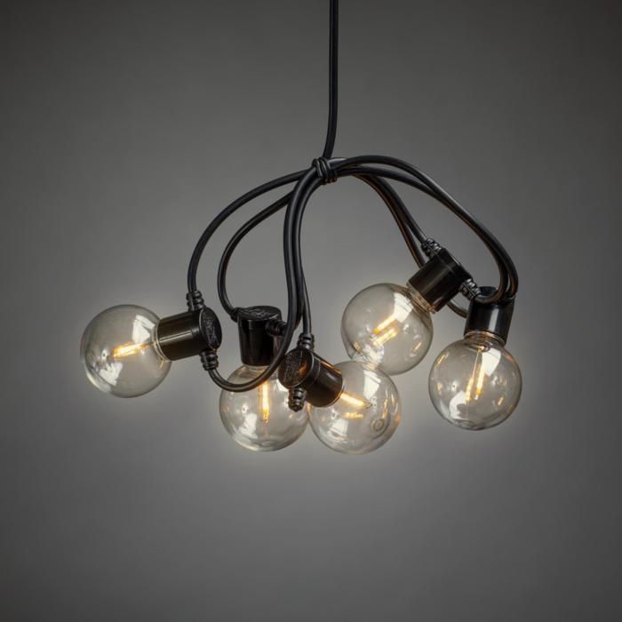 Ljusslinga Ute E14 10 Amber LED Svart kabel Timer 6h