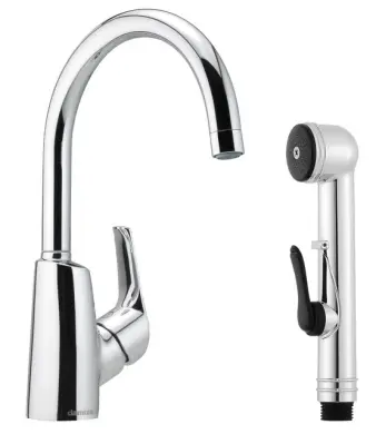 Tvättställsblandare Rowan C-Pip med Sidodusch Krom