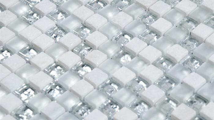 Mosaik Marble Mix Glas Superwh 1,5x1,5