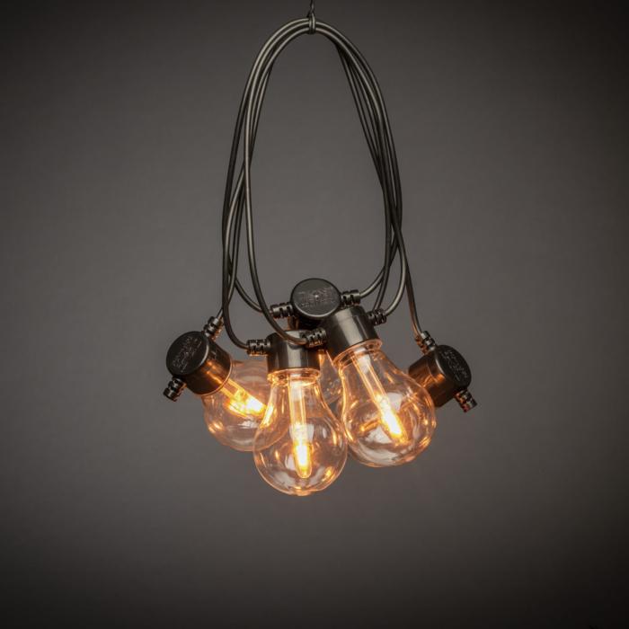 Ljusslinga Ute E27 10 Amber LED, Utbytbar Dimmer Oval