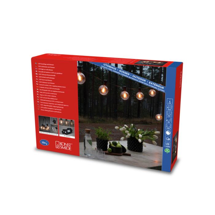 Ljusslinga Ute E27 10 Amber LED, Utbytbar Dimmer Klot