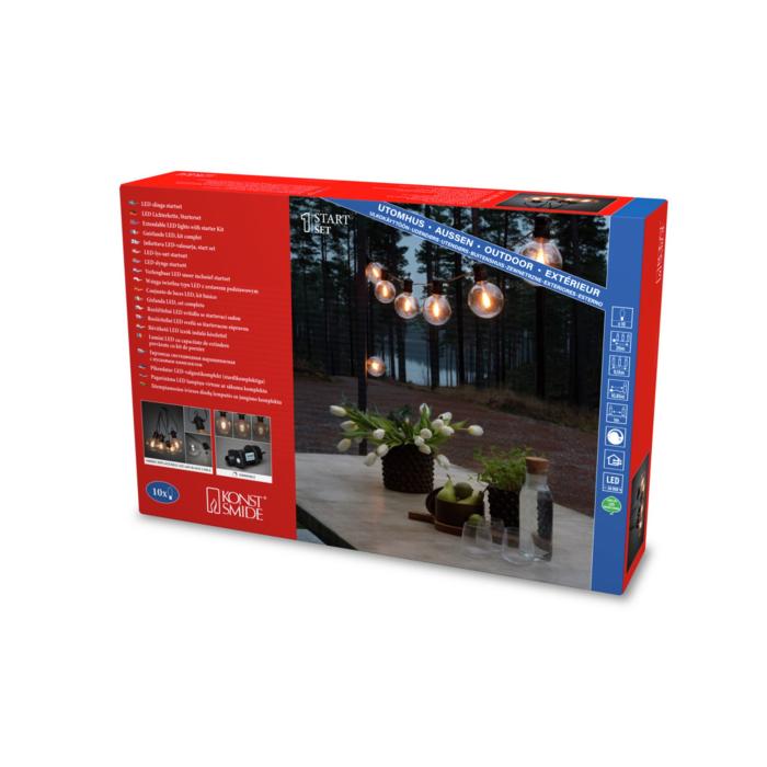 Ljusslinga Ute Startset E27 10 Amber LED Dimmer 24V/IP44 Glob