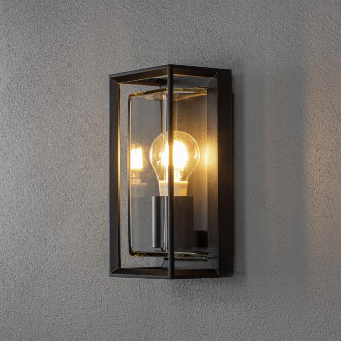 Vägglampa Ute Brindisi E27 Svart/Klarglas