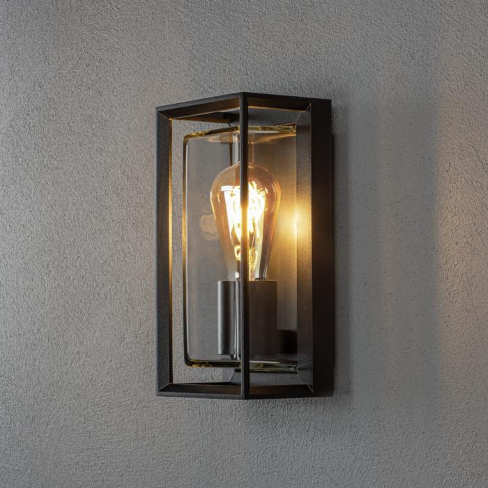 Vägglampa Ute Brindisi E27 Svart/Klarglas