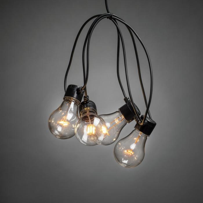 Ljusslinga Ute Startset E27 10 LED Svart Kabel Dimmer 24V/IP44
