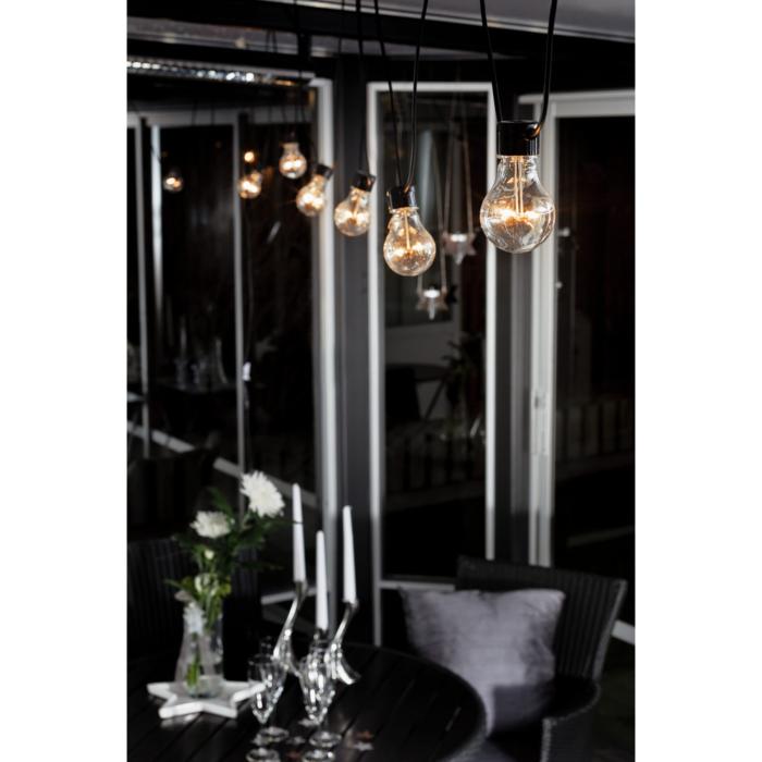 Ljusslinga Ute Startset E27 10 LED Svart Kabel Dimmer 24V/IP44