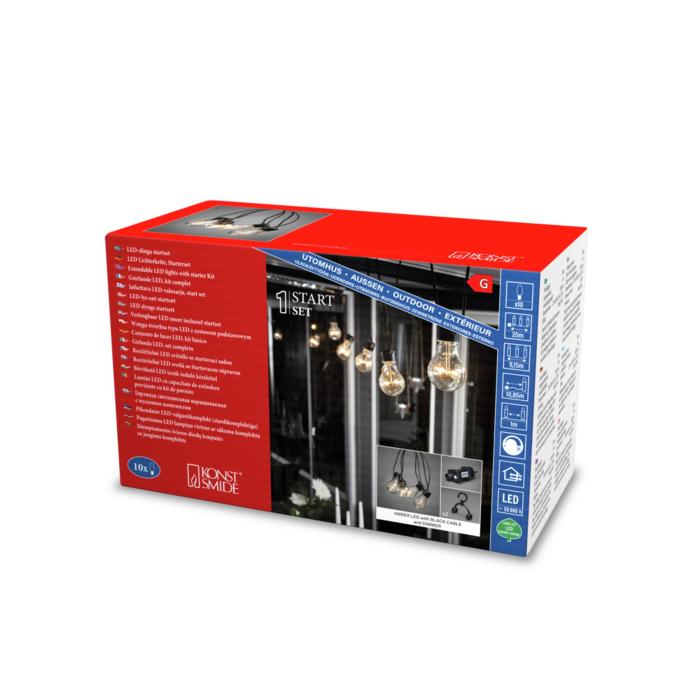 Ljusslinga Ute Startset E27 10 LED Svart Kabel Dimmer 24V/IP44
